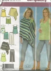 4584 SIMPLICITY MATERNITY HALTER TOPS, CAPRIS, SHORTS, PONCHO PATTERN 6-20 2 SIZES